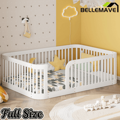 Bellemave® Twin Size Wood Montessori Floor Bed with Fence - Bellemave