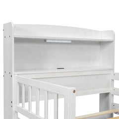 Bellemave® Twin Size Wood Platform Bed with Built - in LED Light, Multi - Functional Headboard, Guardrail and 2 Drawers - Bellemave