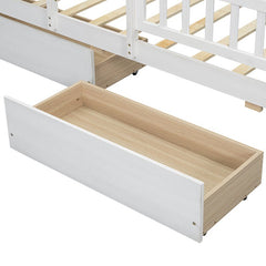 Bellemave® Twin Size Wood Platform Bed with Built - in LED Light, Multi - Functional Headboard, Guardrail and 2 Drawers - Bellemave