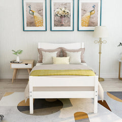 Bellemave® Twin Size Wood Platform Bed with Headboard - Bellemave