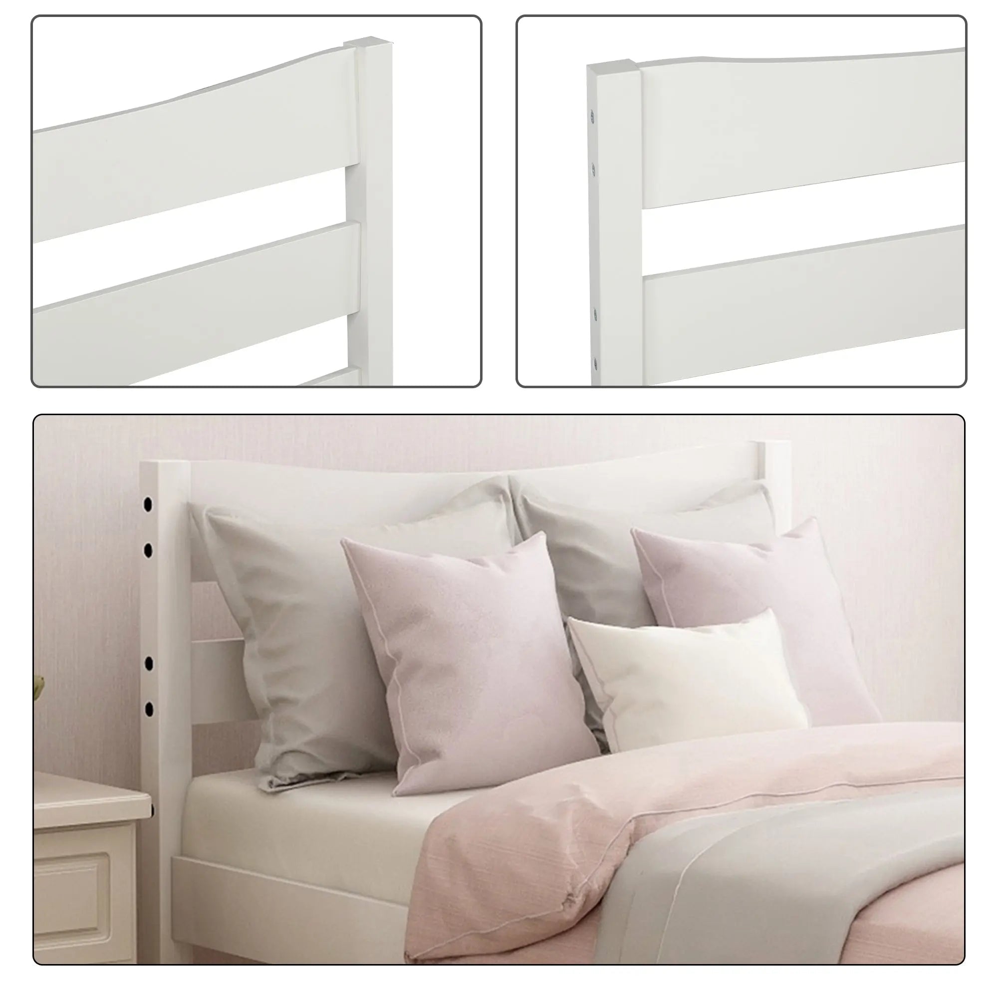 Bellemave® Twin Size Wood Platform Bed with Headboard - Bellemave