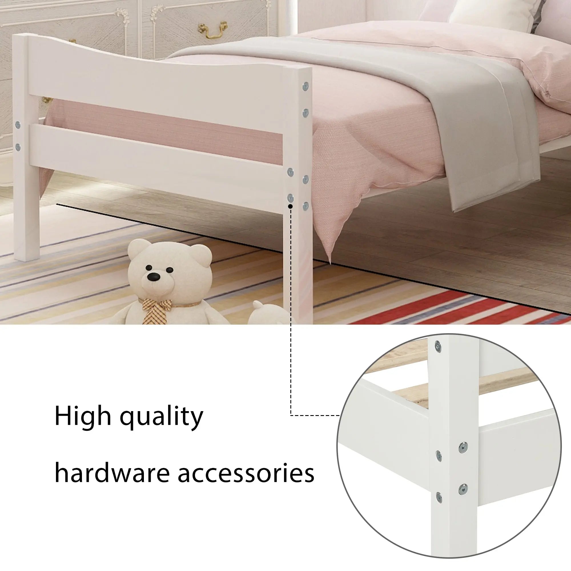 Bellemave® Twin Size Wood Platform Bed with Headboard - Bellemave