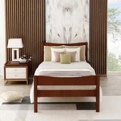 Bellemave® Twin Size Wood Platform Bed with Headboard - Bellemave