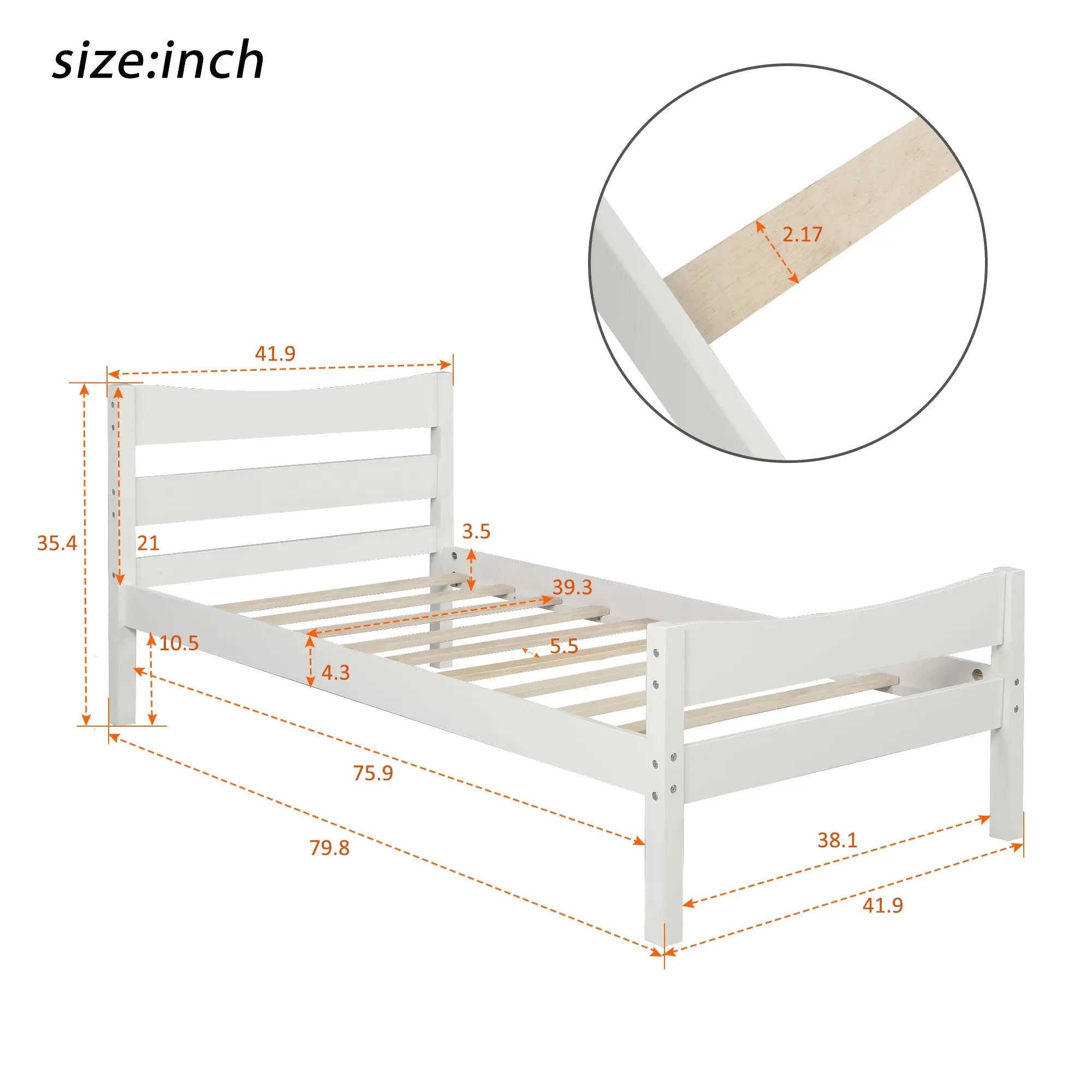 Bellemave® Twin Size Wood Platform Bed with Headboard - Bellemave