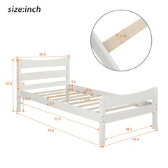 Bellemave® Twin Size Wood Platform Bed with Headboard - Bellemave