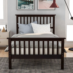 Bellemave® Twin Size Wood Platform Bed with Headboard and Footboard - Bellemave