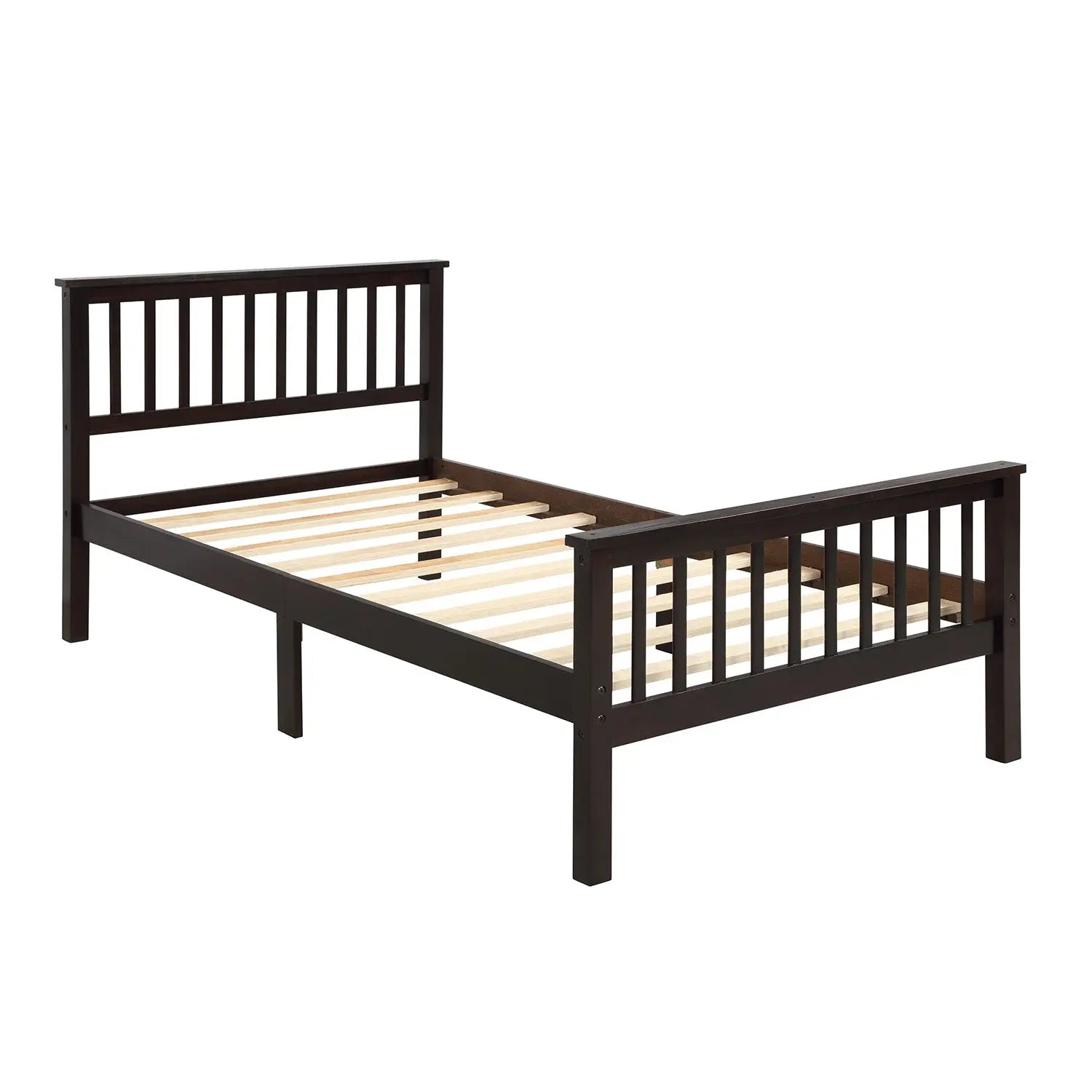 Bellemave® Twin Size Wood Platform Bed with Headboard and Footboard - Bellemave