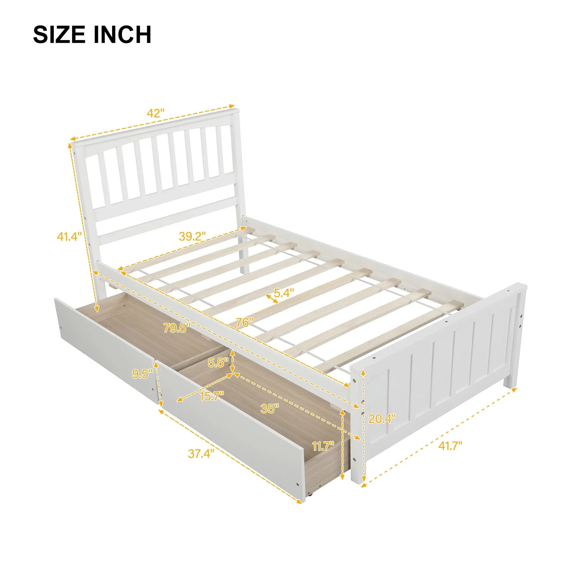 Bellemave® Twin Size Wood Platform Bed with Two Drawers - Bellemave