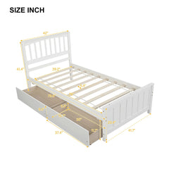 Bellemave® Twin Size Wood Platform Bed with Two Drawers - Bellemave