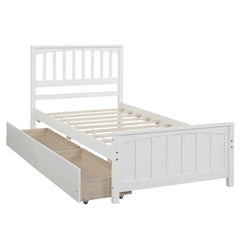 Bellemave® Twin Size Wood Platform Bed with Two Drawers - Bellemave