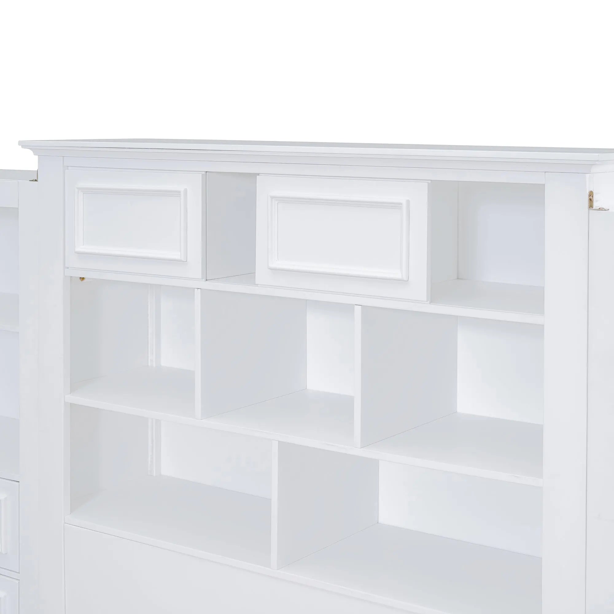 Bellemave® Twin Size Wood Platformbed with Vertical All - in - One Cabinet and 4 Drawers on Each Side - Bellemave