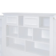 Bellemave® Twin Size Wood Platformbed with Vertical All - in - One Cabinet and 4 Drawers on Each Side - Bellemave