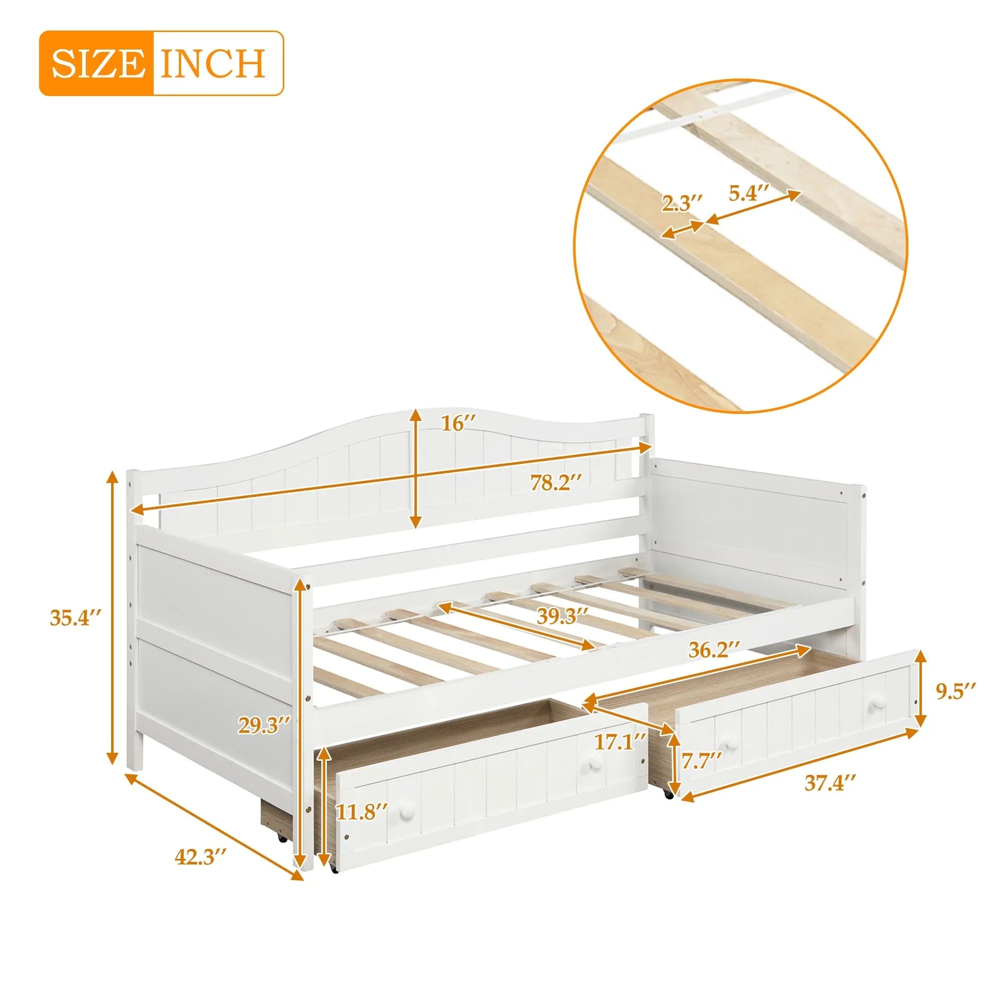 Bellemave® Twin Size Wooden Daybed with Trundle - Bellemave