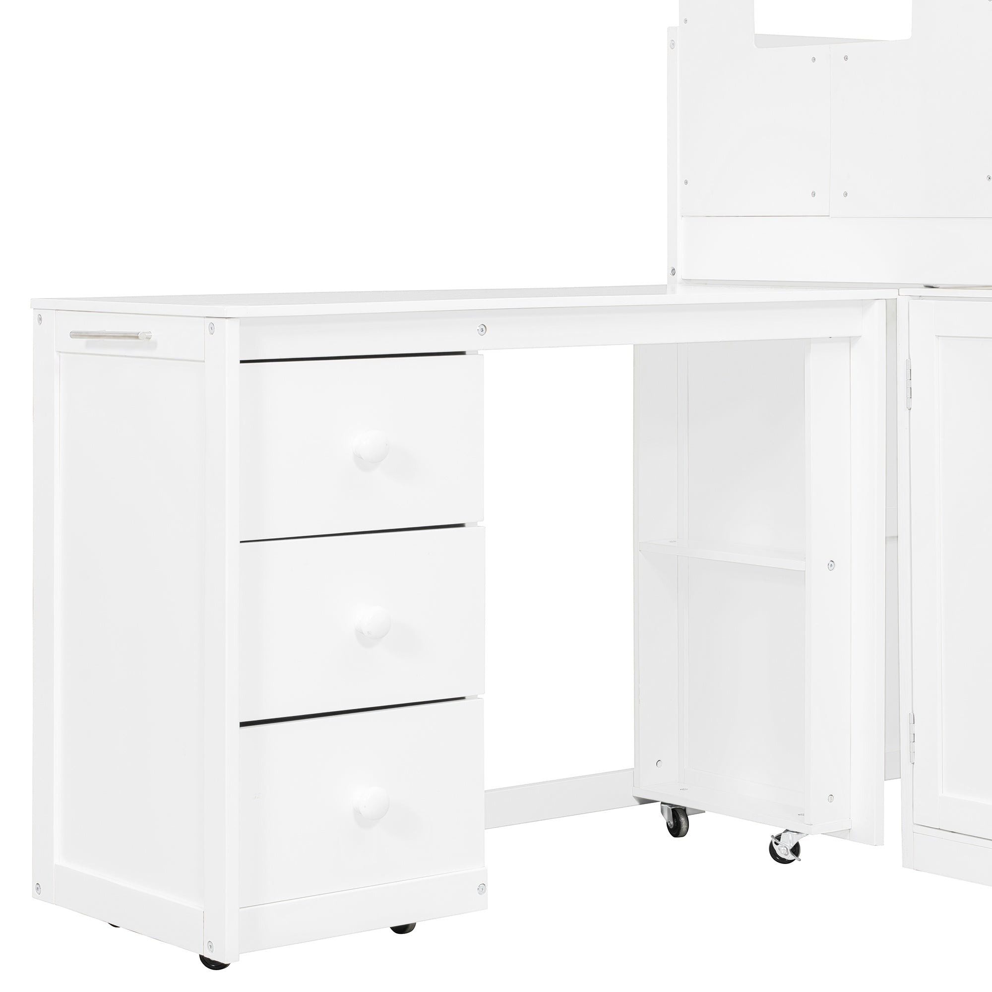 Bellemave® Twin Size Wooden Loft Bed with Desk, Drawers & Cabinets - Bellemave
