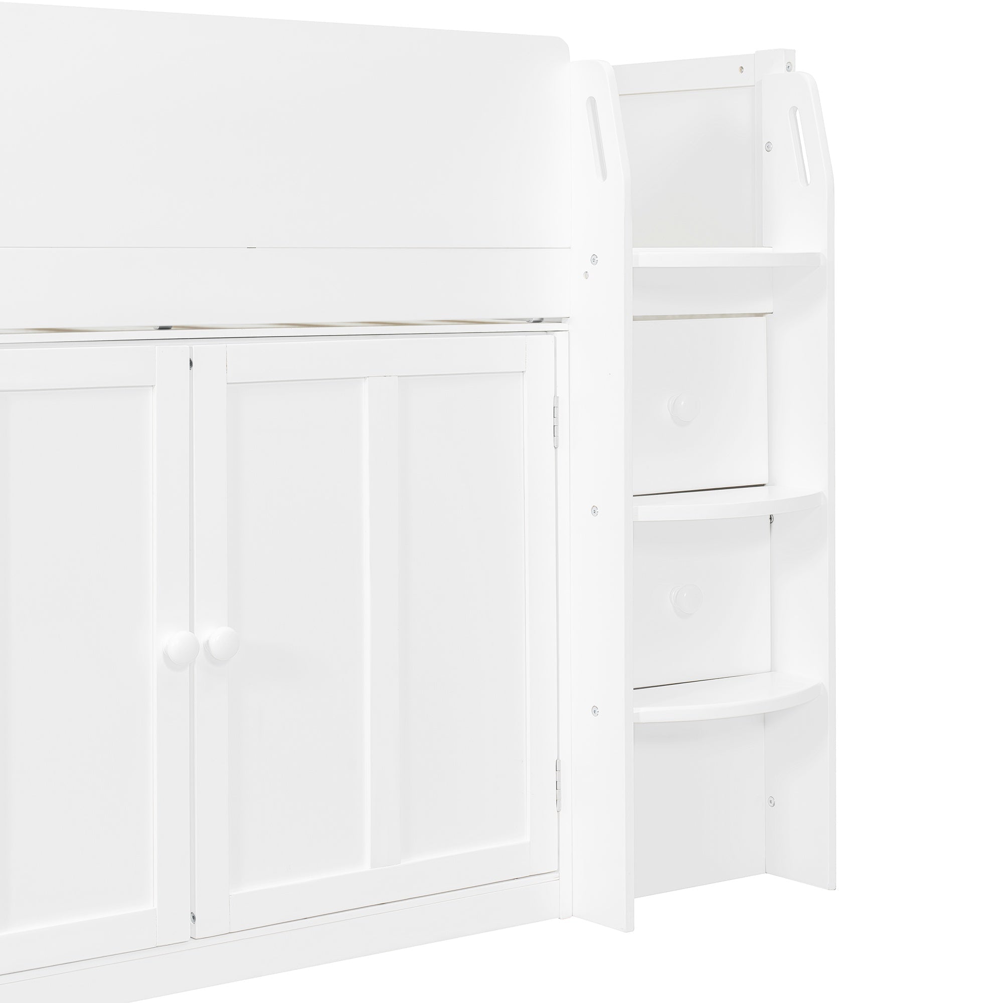 Bellemave® Twin Size Wooden Loft Bed with Desk, Drawers & Cabinets - Bellemave