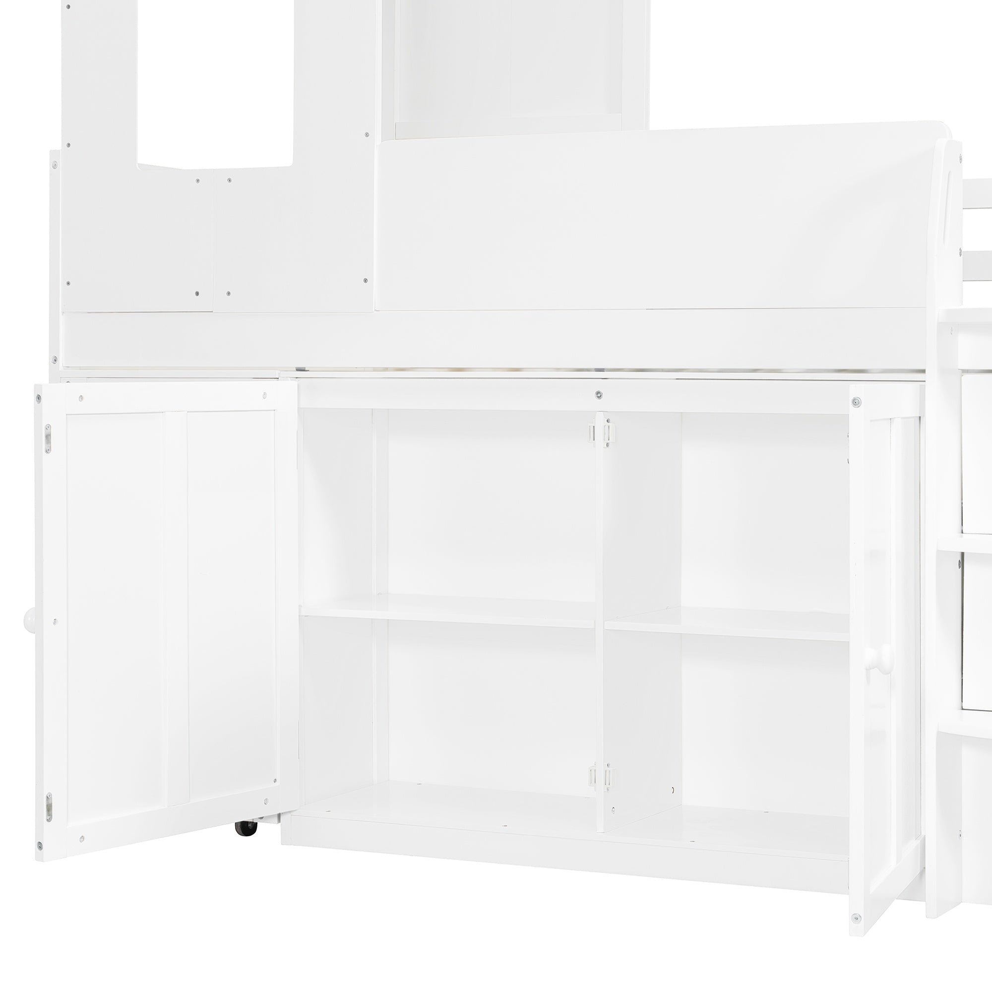 Bellemave® Twin Size Wooden Loft Bed with Desk, Drawers & Cabinets - Bellemave