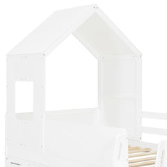 Bellemave® Twin Size Wooden Loft Bed with Desk, Drawers & Cabinets - Bellemave