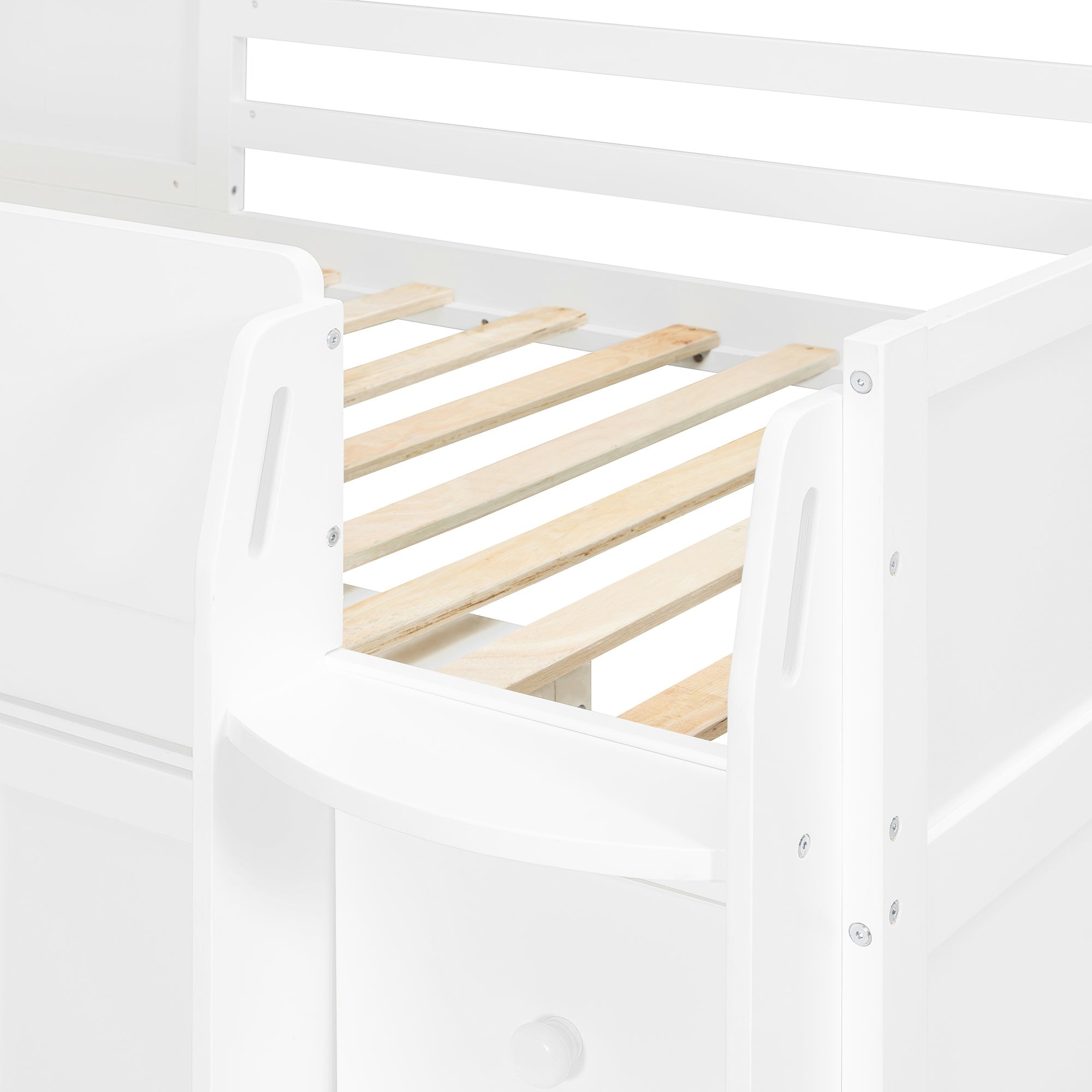 Bellemave® Twin Size Wooden Loft Bed with Desk, Drawers & Cabinets - Bellemave