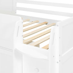 Bellemave® Twin Size Wooden Loft Bed with Desk, Drawers & Cabinets - Bellemave