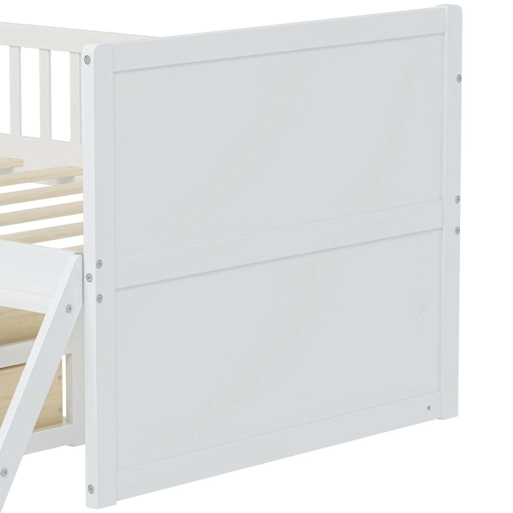 Bellemave® Twin Size Wooden Platform Bed with Storage 4 Drawers,Guardrail Headboard and Ladder - Bellemave