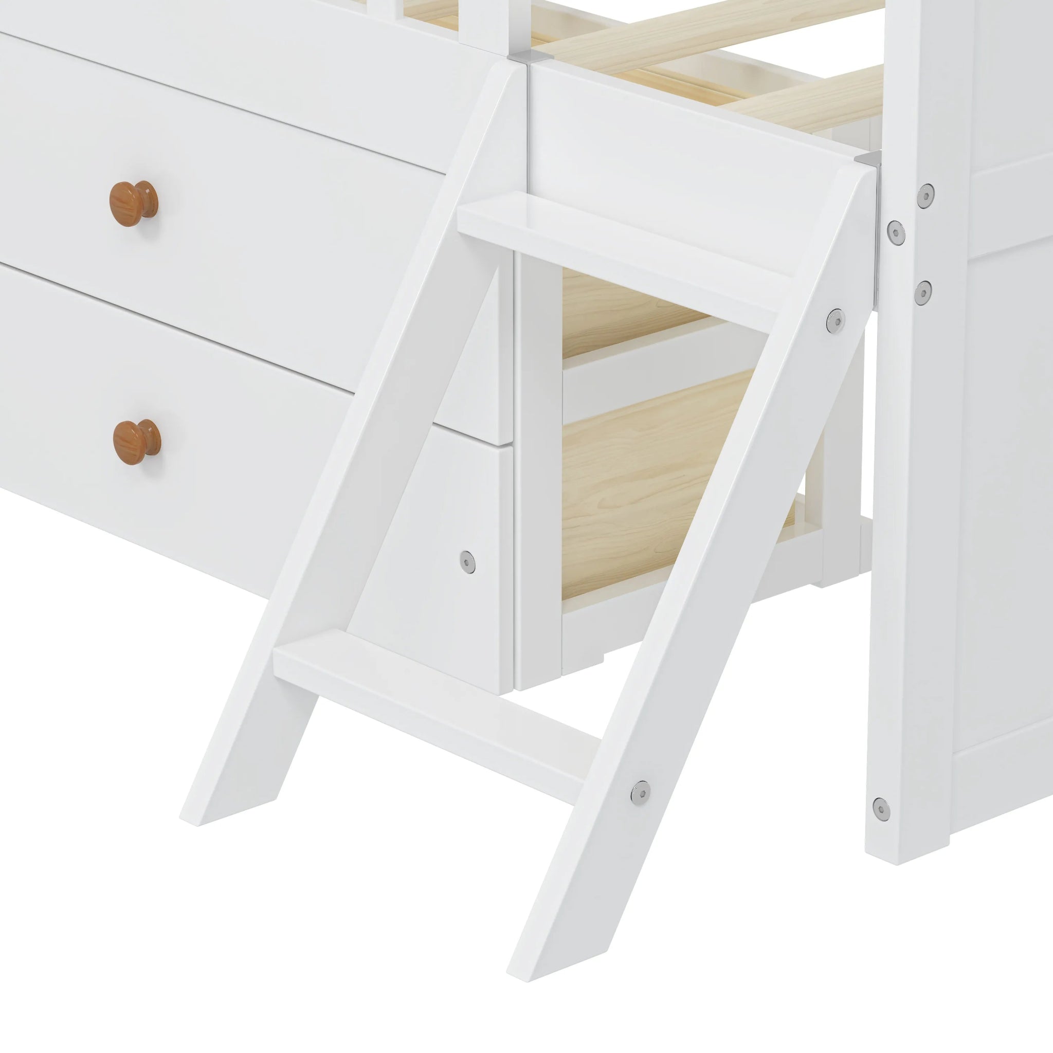 Bellemave® Twin Size Wooden Platform Bed with Storage 4 Drawers,Guardrail Headboard and Ladder - Bellemave