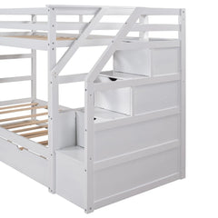 Bellemave® Twin Szie Bunk Bed with Trundle and Storage Stairs - Bellemave