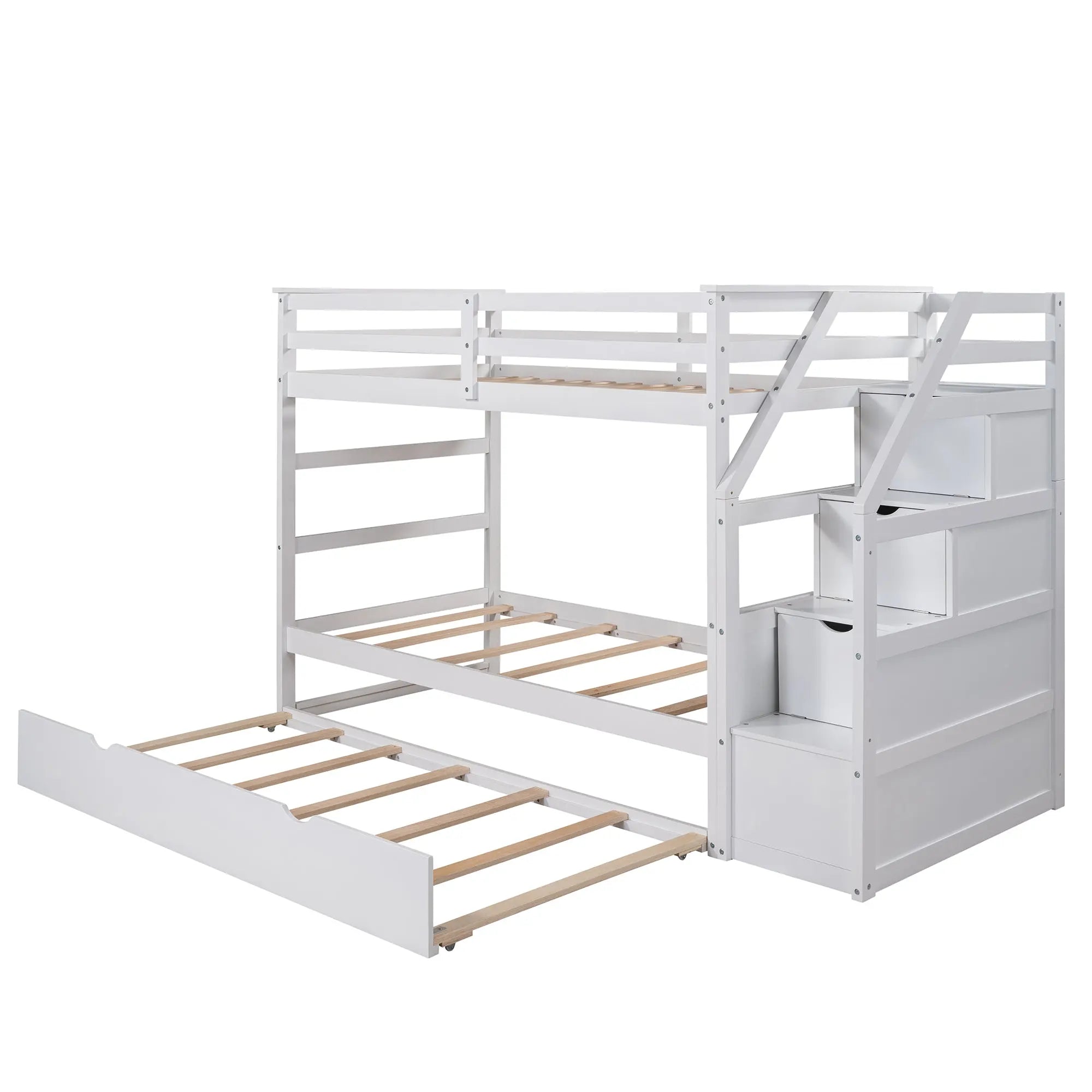 Bellemave® Twin Szie Bunk Bed with Trundle and Storage Stairs - Bellemave