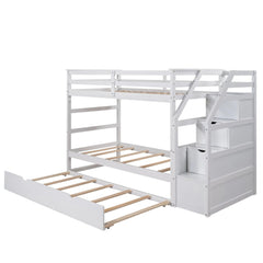 Bellemave® Twin Szie Bunk Bed with Trundle and Storage Stairs - Bellemave