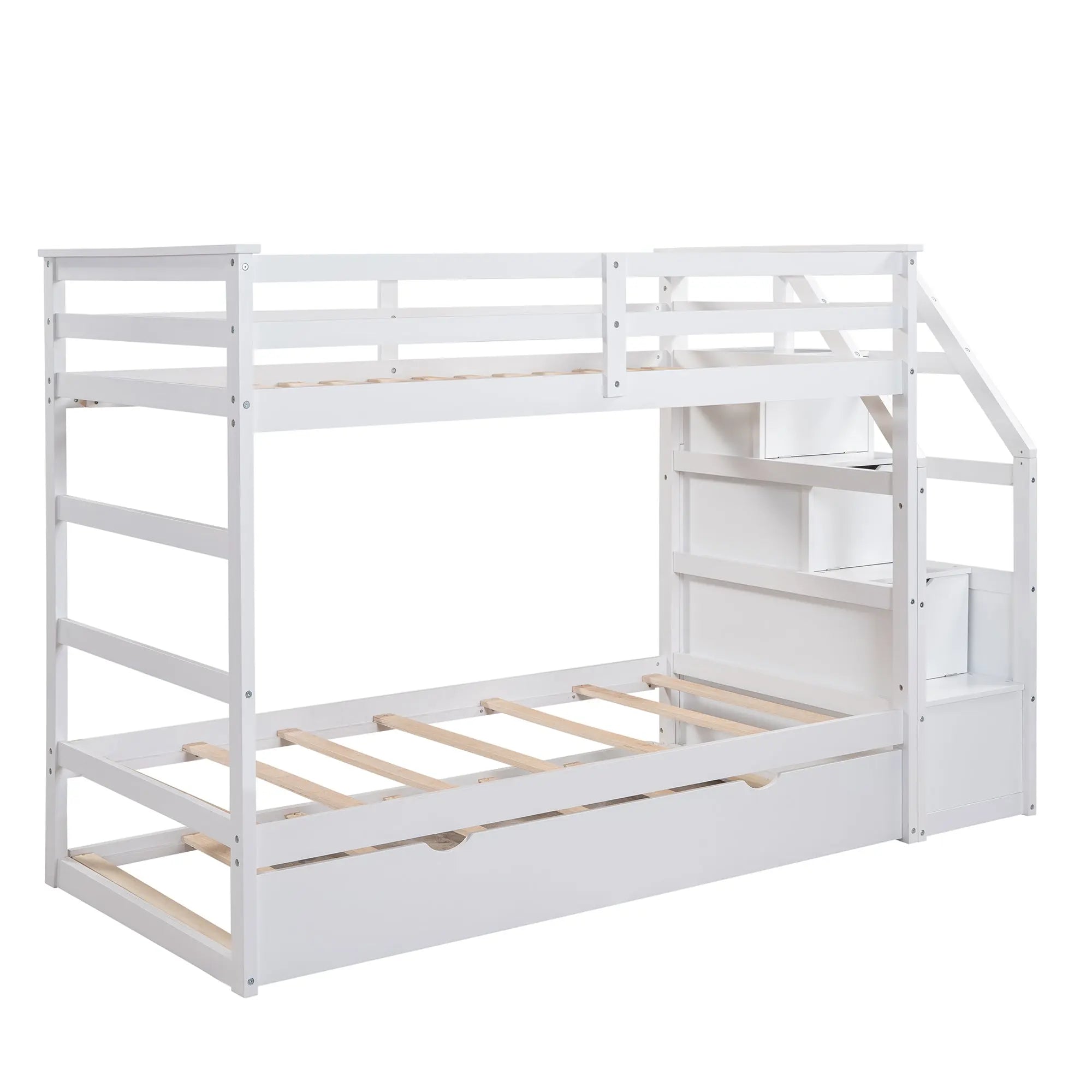 Bellemave® Twin Szie Bunk Bed with Trundle and Storage Stairs - Bellemave