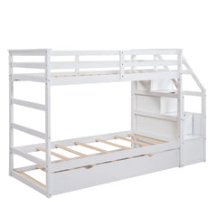 Bellemave® Twin Szie Bunk Bed with Trundle and Storage Stairs - Bellemave