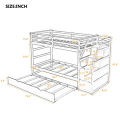 Bellemave® Twin Szie Bunk Bed with Trundle and Storage Stairs - Bellemave