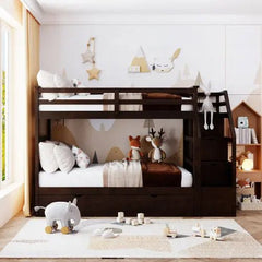 Bellemave® Twin Szie Bunk Bed with Trundle and Storage Stairs - Bellemave