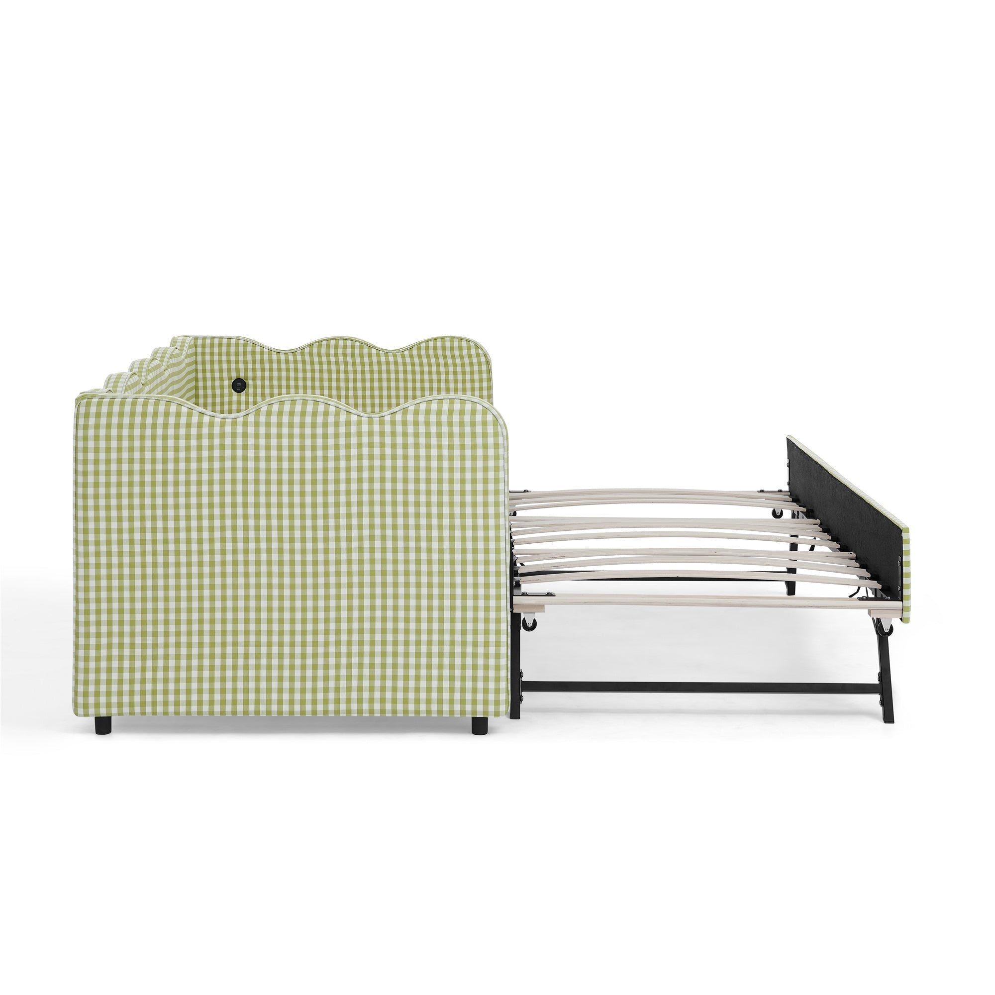 Bellemave® Twin to King Daybed with Trundle & USB Charging, Wave Upholstered Sofa Bed - Bellemave