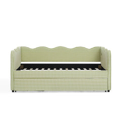 Bellemave® Twin to King Daybed with Trundle & USB Charging, Wave Upholstered Sofa Bed - Bellemave