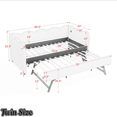 Bellemave® Twin to King Daybed with Trundle & USB Charging, Wave Upholstered Sofa Bed - Bellemave