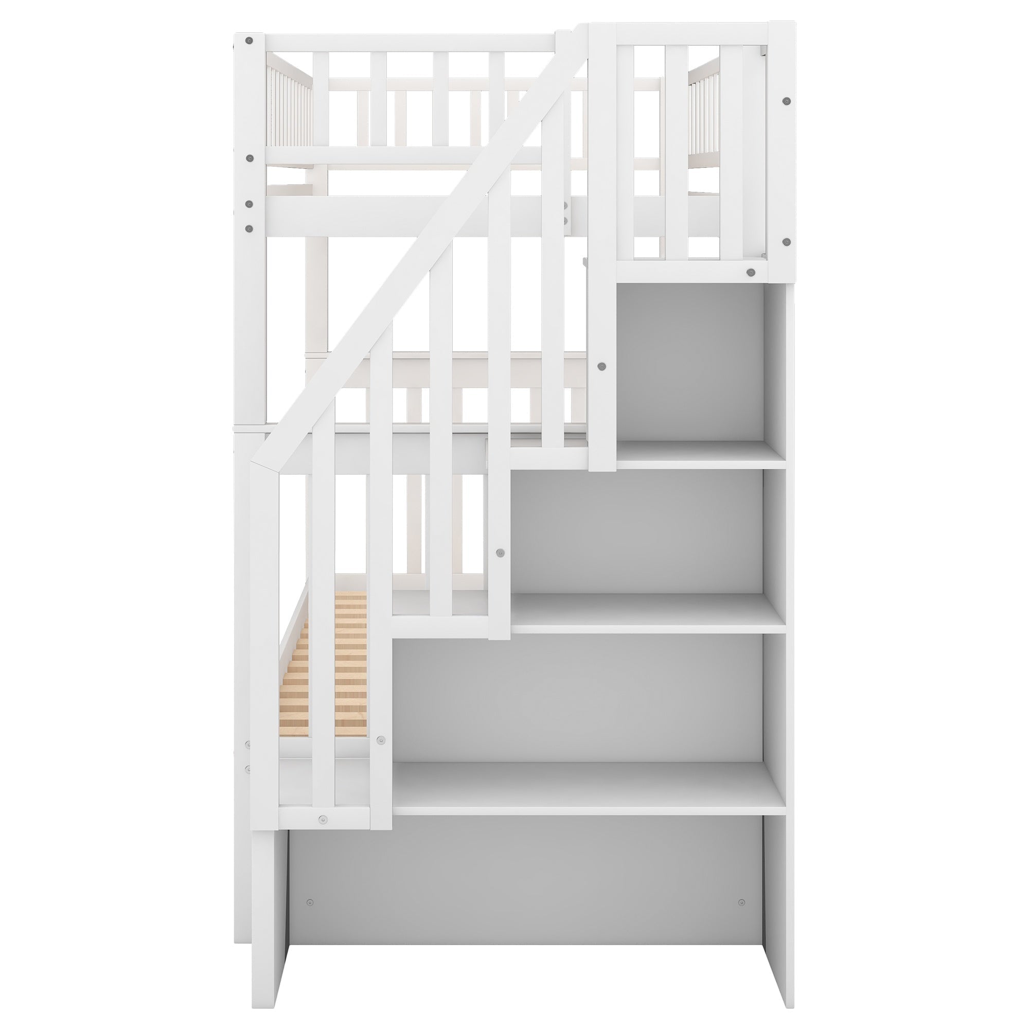 Bellemave® Twin Trundle Bunk Bed for Kids, Bunk Beds with Trundle & Stairs, Twin Over Twin Bunk Bed with Storage - Bellemave