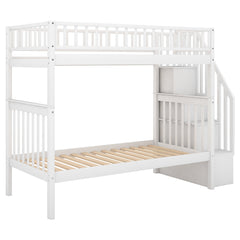 Bellemave® Twin Trundle Bunk Bed for Kids, Bunk Beds with Trundle & Stairs, Twin Over Twin Bunk Bed with Storage - Bellemave