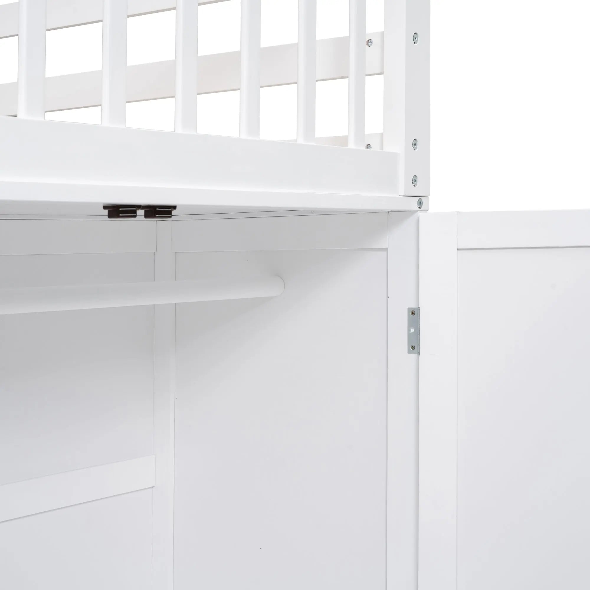 Bellemave® Twin & Twin Over Full L - Shaped Bunk Bed with 3 Drawers, Portable Desk and Wardrobe - Bellemave