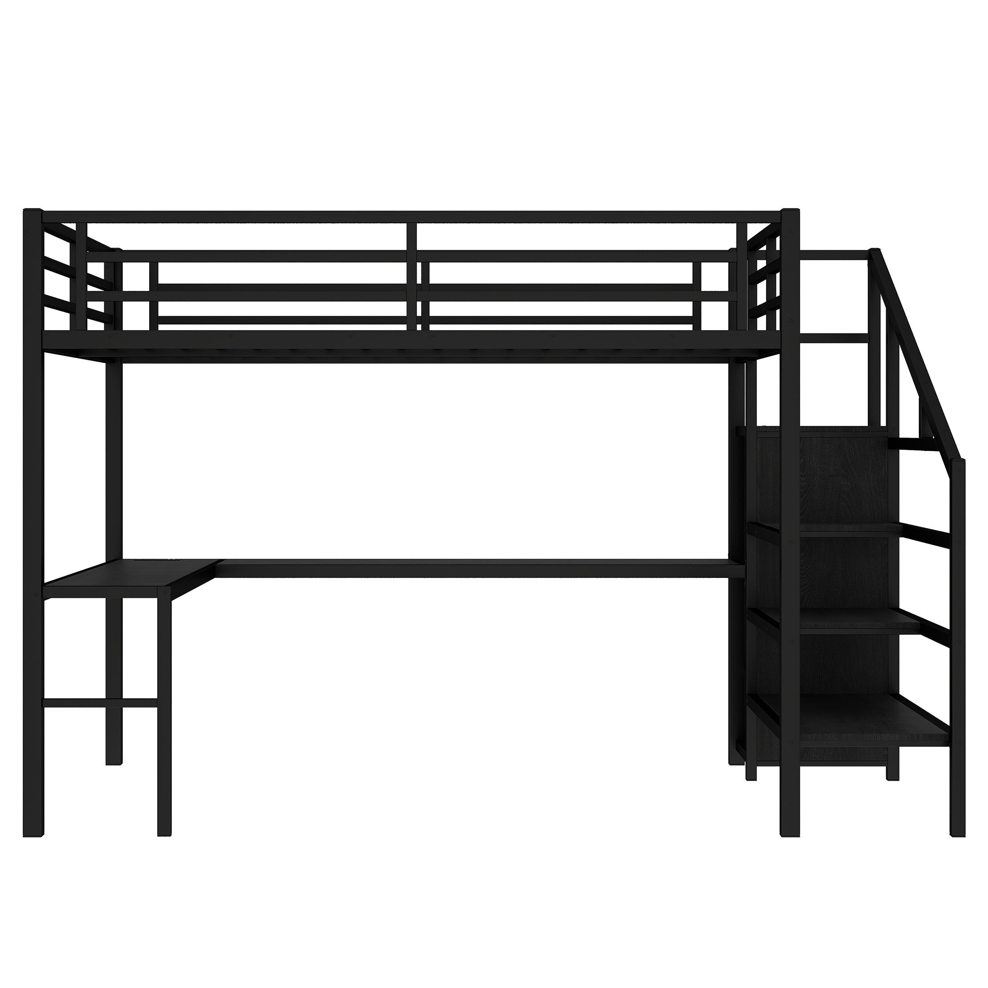 Bellemave® Twin XL Loft Bed with Stairs and Storage, Metal Loft Beds Frame with Wardrobe and Safety Guardrails, Space Saving LED Loft Bed Twin Size for Kids & Teens, No Box Spring Needed, White - Bellemave