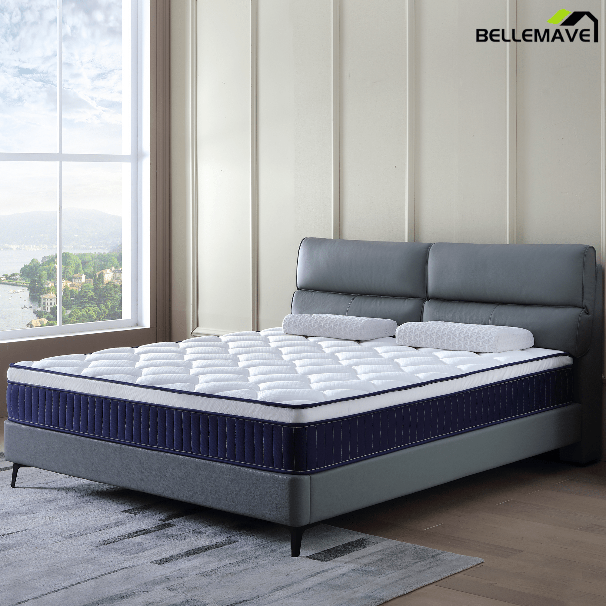 Bellemave® Twin XL Mattresses,Medium Hybrid Mattress in a box With Certipur - US Certified Pocket Spring, Pressure Relief, and Motion Isolation - Bellemave