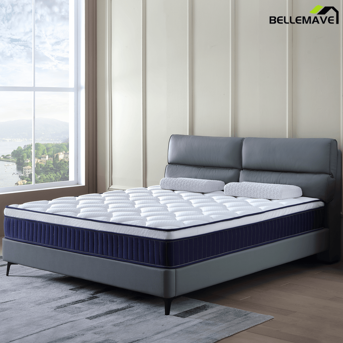 Bellemave® Twin XL Mattresses,Medium Hybrid Mattress in a box With Certipur - US Certified Pocket Spring, Pressure Relief, and Motion Isolation - Bellemave