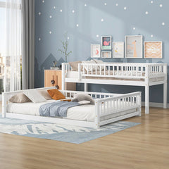 Bellemave® Twin XL over Queen Bunk Bed with Ladder and Guardrails - Bellemave