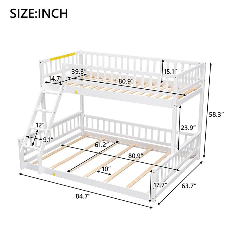 Bellemave® Twin XL over Queen Bunk Bed with Ladder and Guardrails - Bellemave