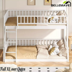 Bellemave® Twin XL over Queen Bunk Bed with Ladder and Guardrails - Bellemave