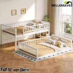 Bellemave® Twin XL over Queen Bunk Bed with Ladder and Guardrails - Bellemave