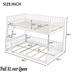 Bellemave® Twin XL over Queen Bunk Bed with Ladder and Guardrails - Bellemave