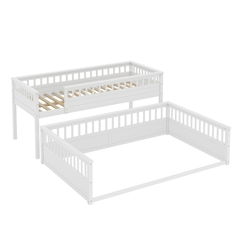 Bellemave® Twin XL over Queen Bunk Bed with Ladder and Guardrails - Bellemave