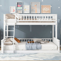 Bellemave® Twin XL over Queen Bunk Bed with Ladder and Guardrails - Bellemave