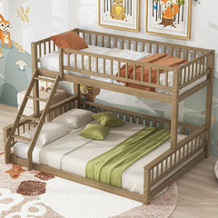 Bellemave® Twin XL over Queen Bunk Bed with Ladder and Guardrails - Bellemave