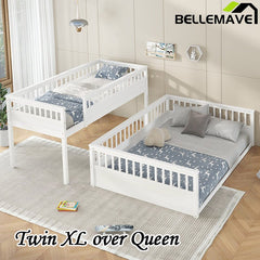 Bellemave® Twin XL over Queen Bunk Bed with Ladder and Guardrails - Bellemave